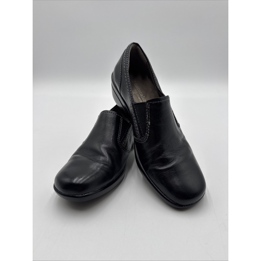 Naturalizer Winnie Patent Leather Loafers Womens Sz 4.5 M Black Slip Wedge Heel